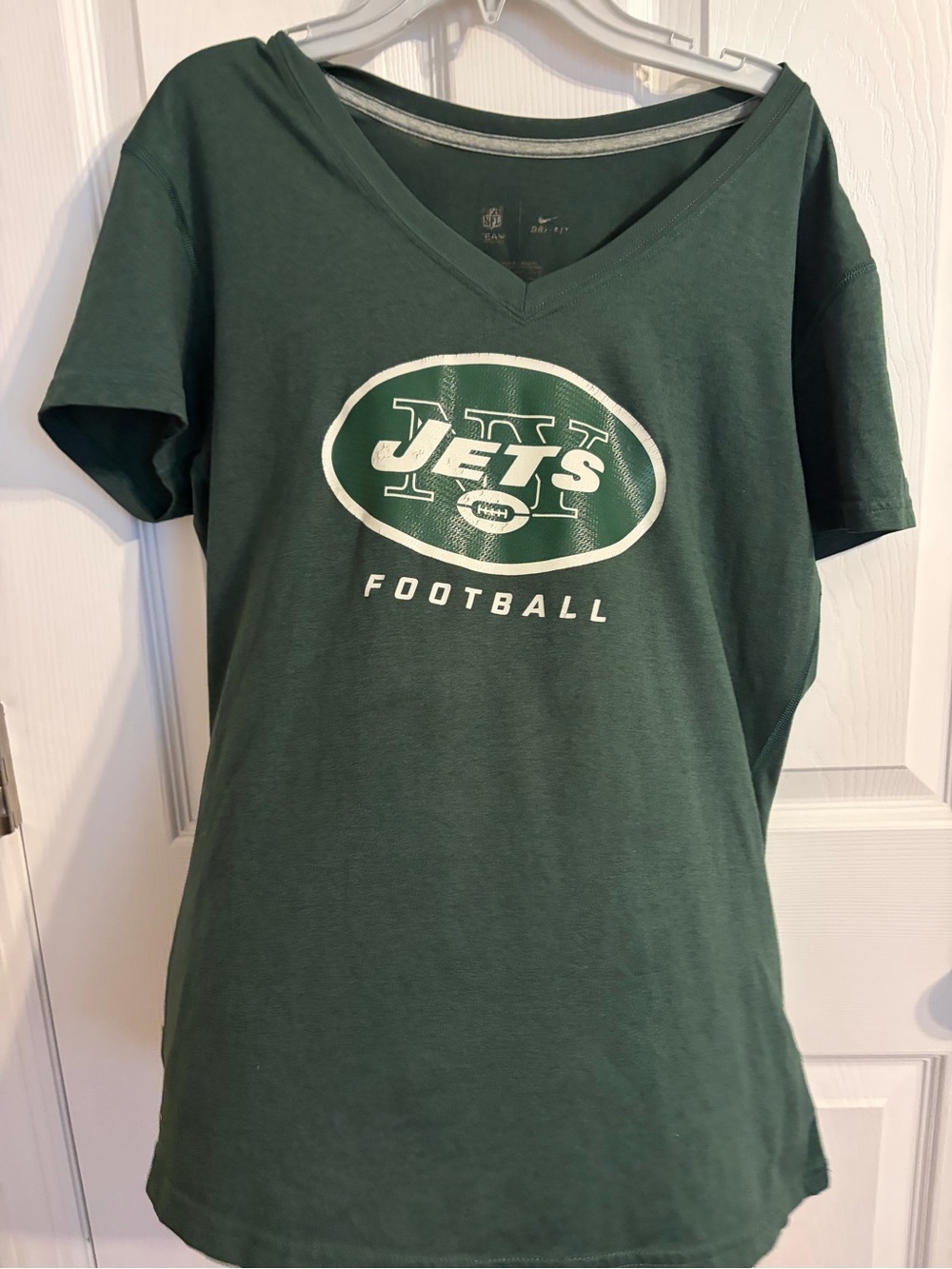 Nike Women's New York Jets Dark Green V-Neck Short Sleeve Tee
